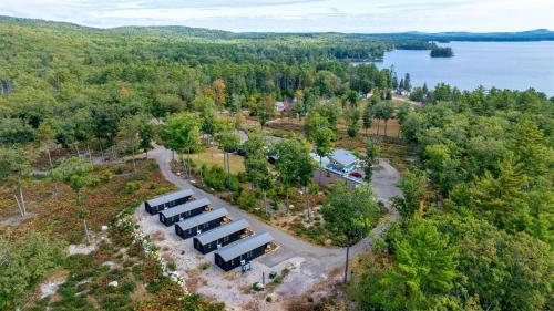 an aerial view of a park with a lake at CHICKADEE LIMIT 4 in North Sebago
