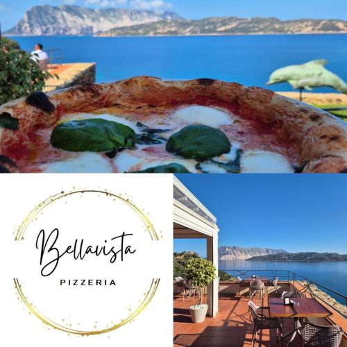 a collage of two photos with a view of the ocean at Trilocale PUNTA EST Vista Mare in Capo Coda Cavallo