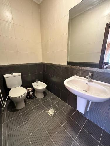 a bathroom with a toilet and a sink at shafa badran شفا بدران ام الحجير in Amman