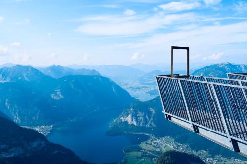 a view from the edge of a viewing platform in the mountains at Gosau Apartment 202 in Gosau