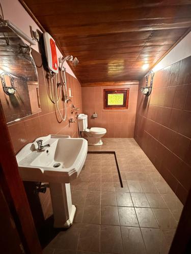 a bathroom with a sink and a toilet at Pears Villa Resort Haputale in Ginigatgala