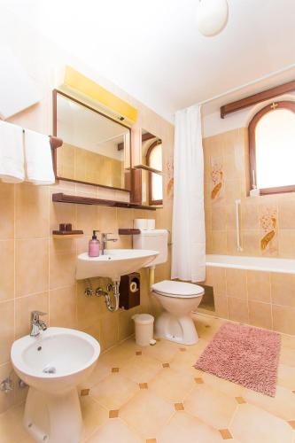 a bathroom with a white sink and a toilet at Villa Purić in Rovinj
