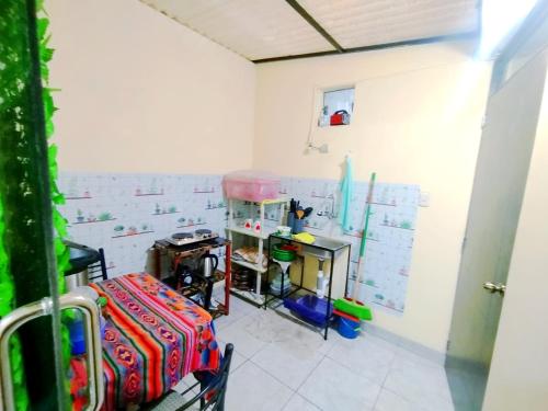 Samay Misti ApartHostal في أريكيبا: غرفة بها رسوم على الحائط