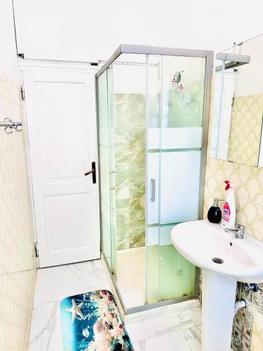 a bathroom with a shower and a sink at Vintage Villa in Mestre