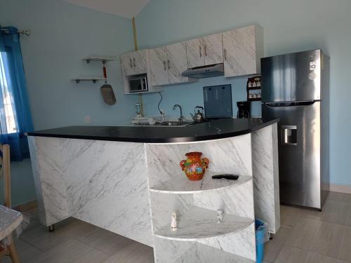 San Agustin de las JuntasにあるFamily Residentialのキッチン(花瓶入りカウンター付)