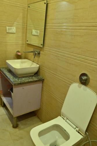 a bathroom with a toilet and a sink at Hotel Gopal Inn in Amritsar