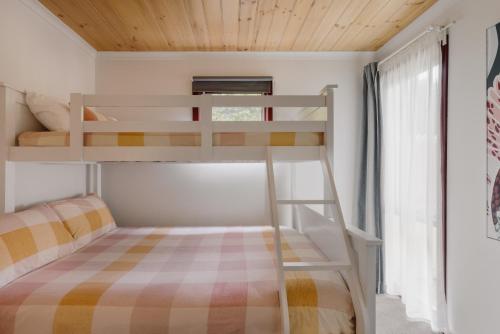 a bunk bed in a tiny room with a ladder at Cora Lynn - Apartment 3 in Lorne