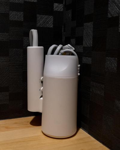 a couple of heaters sitting on top of a table at ohayo両国 in Tokyo