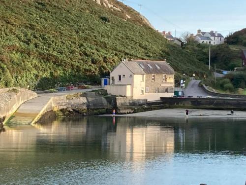 a house on the shore of a body of water at Cosy Seaside Cottage Baltimore in Ballylinchy