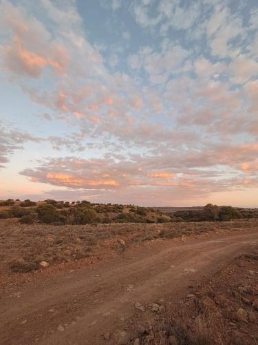 a dirt road in the middle of a field at Letsatsi Game Lodge in Smithfield