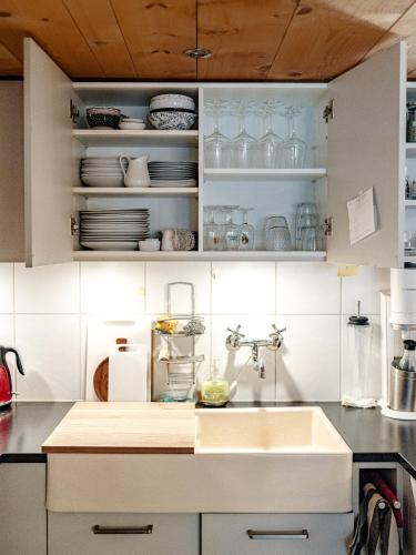 Kuchyň nebo kuchyňský kout v ubytování Mys Chalet