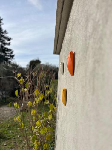 a close up of two holes in a concrete wall at Villavos- Le Bocage in Cassis