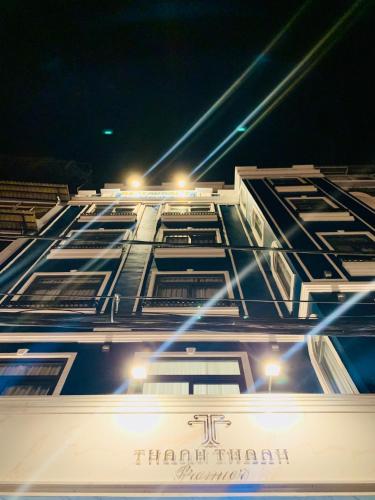 a building with lights on top of it at night at Thanh Premier Da Lat in Da Lat