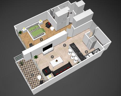 Půdorys ubytování Wonderful 1BR in a luxury home! MBL Residence