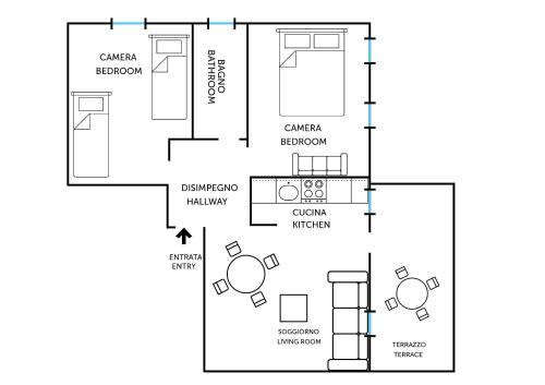 a floor plan of a house at Padova Umberto center appartments in Padova