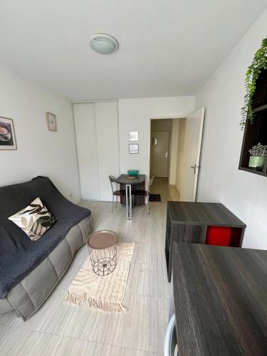 un salon avec un canapé et une table dans l'établissement Location studio Aix-en-Provence, à Aix-en-Provence