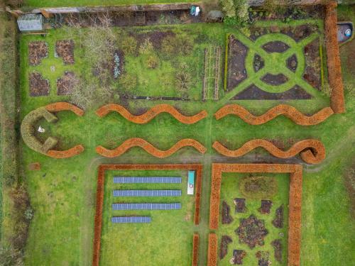 an overhead view of a yard with a garden at Swafield Hall in Swafield