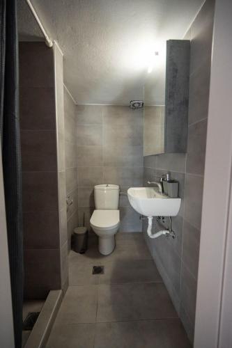 a bathroom with a toilet and a sink at Αeraki Villa at Heraion Lagoon in Loutraki