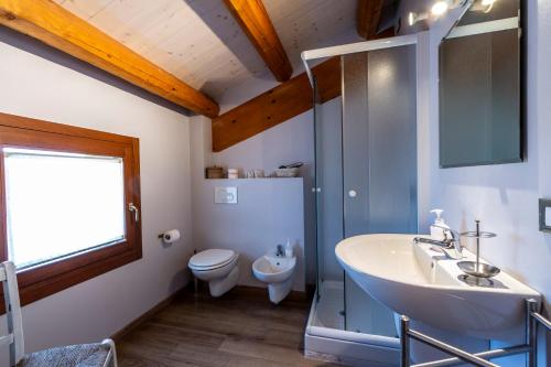 a bathroom with a sink and a toilet at Agriturismo Monte Scala in Taglio di Po