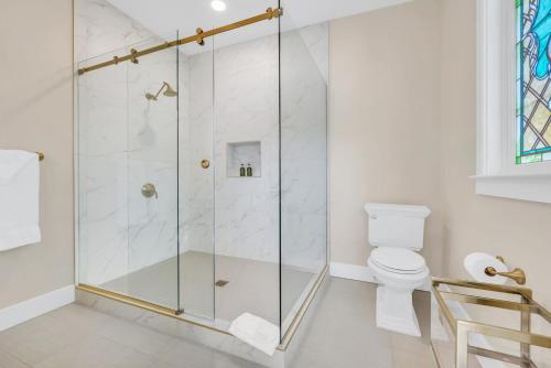 a shower stall in a bathroom with a toilet at Hennessey Estate in Napa
