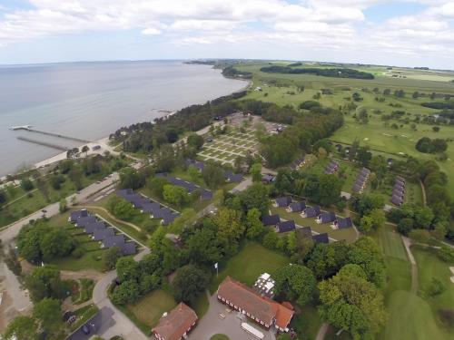 an aerial view of a park next to the water at Mötesplats Borstahusen in Landskrona