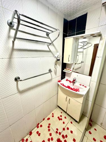 a bathroom with a sink and a mirror at Cendere Old City Hotel in Istanbul