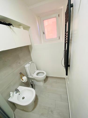 a small bathroom with a toilet and a sink at Casa Mareo in Capraia
