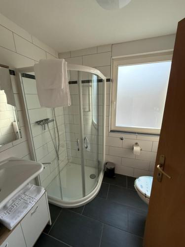 Koupelna v ubytování Wohnen am Reiterhof, 50 qm, mit Gartennutzung