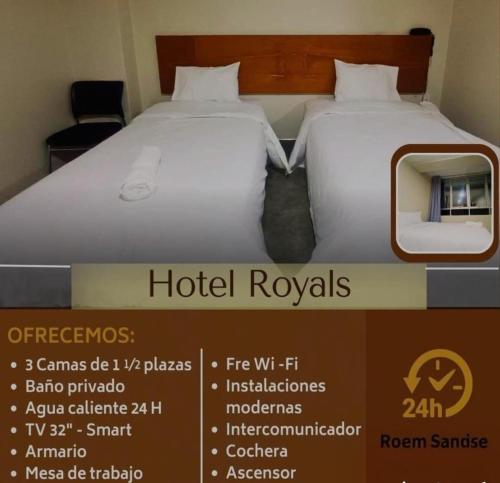a poster of a hotel room with a bed at The Royals Huaraz in Huaraz