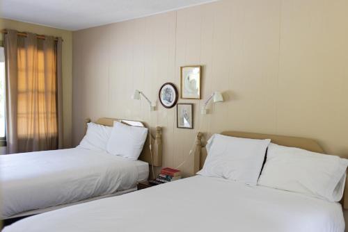 two beds sitting next to each other in a room at The Little Lion in Great Barrington