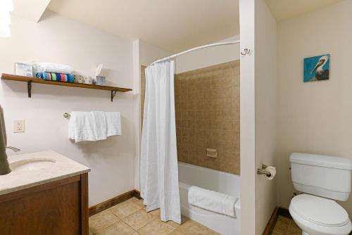 a bathroom with a toilet and a shower at Canal Street Inn in New Orleans