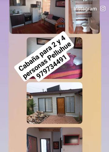 a collage of four pictures of a house at Dpto pelluhue mar in Curanipe