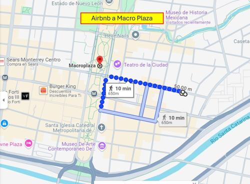 a map of a map of a metro area at 1 Precioso Departamento en Barrio Antiguo in Monterrey