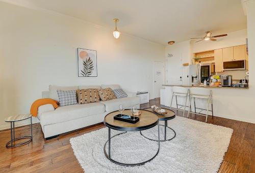 a living room with a couch and a table at Ocean View Suite by Convention Center & Beach in Long Beach