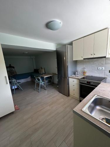 a kitchen with a sink and a counter top at Marina apartment in Plataria