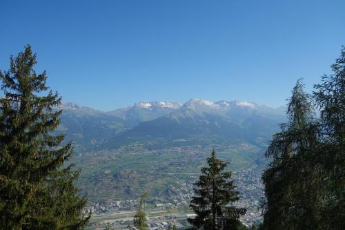 a view of a valley with trees and mountains at Melezes K 021 - SKI & NATURE apartment 6 pers in Veysonnaz