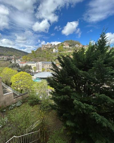 un pin sur une colline avec une ville dans l'établissement Appartement Royat 2 pièces 33m2, à Royat