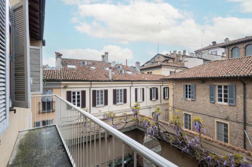 a view from the balcony of a building at Duomo di Pavia - Comodo bilocale in centro città in Pavia