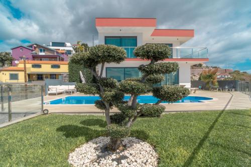 un bonsái frente a una casa en Celeste Villa, en Ponta do Sol