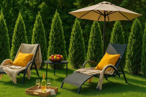 Zahrada ubytování Domki Dream Home z tarasem i ogrodem, szybkim Wi-Fi 600Mb i VOD, Parking free EV