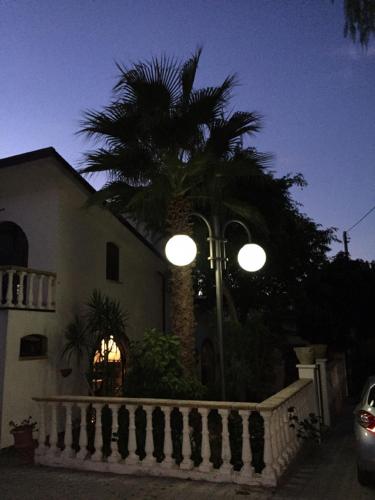 a house with a street light and a palm tree at Villa Grazia in Capo Vaticano