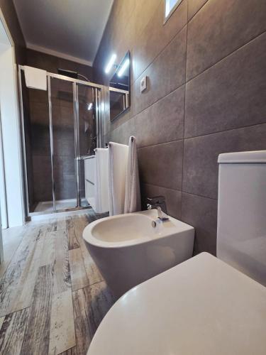 a bathroom with a toilet and a sink at Casa Fraga do Suadouro in Campo do Gerês
