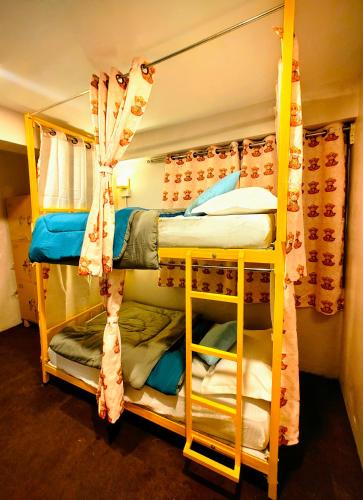 a couple of bunk beds in a room at Hidden Monkey Stays Darjeeling, Batasia in Darjeeling