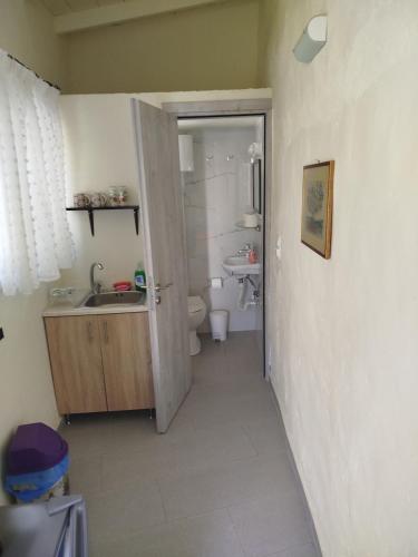 a bathroom with a sink and a toilet at Stefanos Garden3 in Arménoi