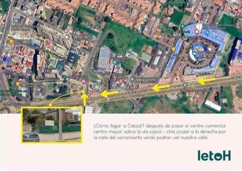 a map of a city with yellow arrows at Calucé hab 407 by Letoh in Chía