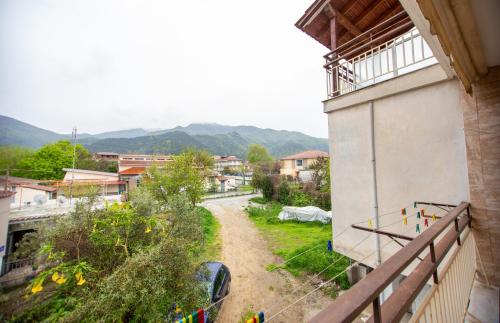 a view of a dirt road from a building at Siagito Apartment in Stavros