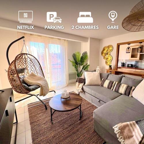 Magnifique 2 chambres - Parking - Netflix - Gare