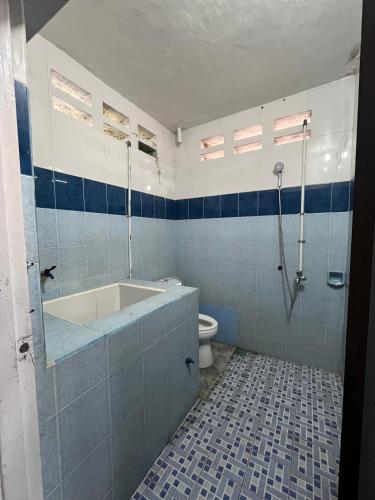 a bathroom with a tub and a toilet at Kasuari Homestay by Ipoeng RB&B in Telaga