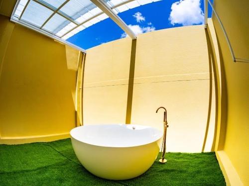 Koupelna v ubytování Britishhillresort สัตหีบ บางเสร่ ช่องเเสมสาร