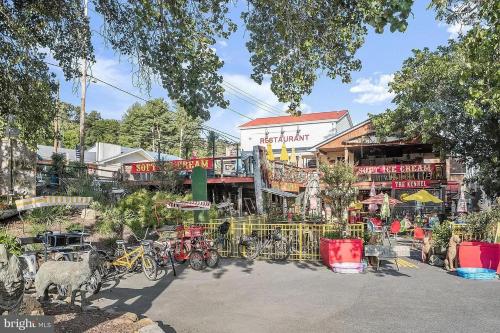 a group of bikes parked in front of a building at 1878 RiverRun B&B - Waterfront, Self-Serve Breakfast, WiFi, Trail and River access in Hancock